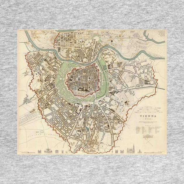 Vintage Map of Vienna Austria (1833) by Bravuramedia